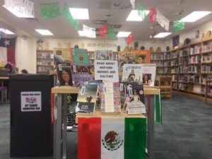 Library display for national hispanic heritage month.