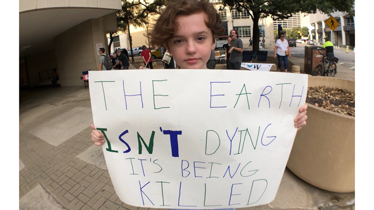 Sophomore Libby Connolly at the Climate Strike.