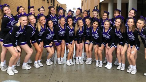 Cheerleaders right before they left school to compete at UIL state competition. 