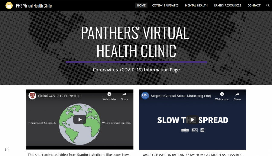 La página de inicio de la clínica de salud virtual de Paschal. 