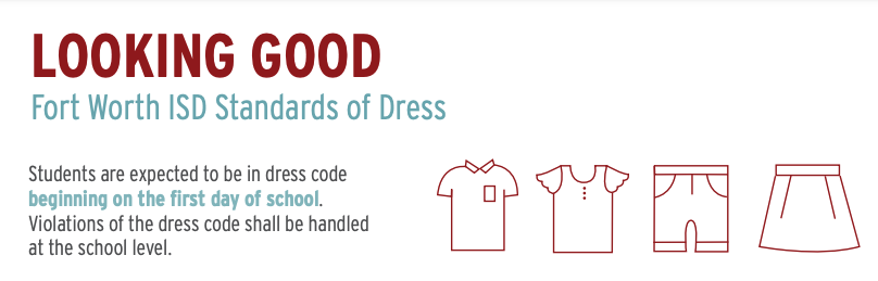 A snapshot of the dress code expectations header found on FWISDs official website.