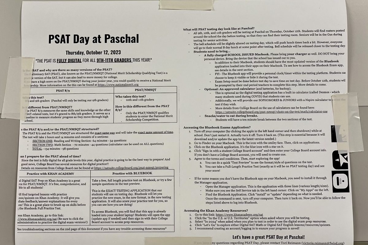 PSAT day information poster (Taken Oct.10th)