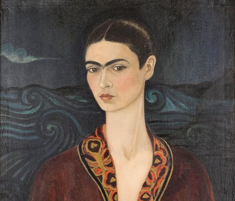 Frida Kahlo's first painting, "Self portrait in a Velvet Dress" made in 1926, oil on canvas