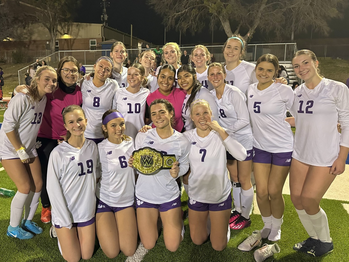 The varsity girls soccer team celebrating their win against Heights. 
(Photo provided by Coach Walker)